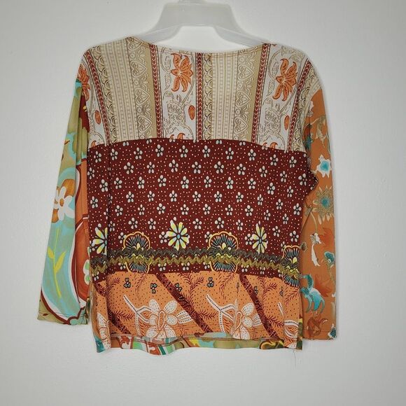 Jessica Max multicolored mismatched patchwork hippie boxy top size large - Picture 2 of 6